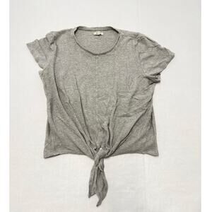 Madewell Texture & Thread Short Sleeve Cropped Tie-front Gray Women's Size L